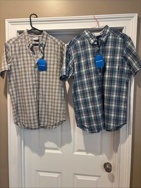 Columbia Men’s Short-Sleeve Plaid Button-Down Shirts - Size small